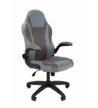 Кресло Chairman game 55 Россия голубой/серый велюр Т71/Т55 пластик черный